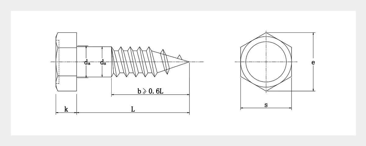 Hexagon Head Wood Screws 2D